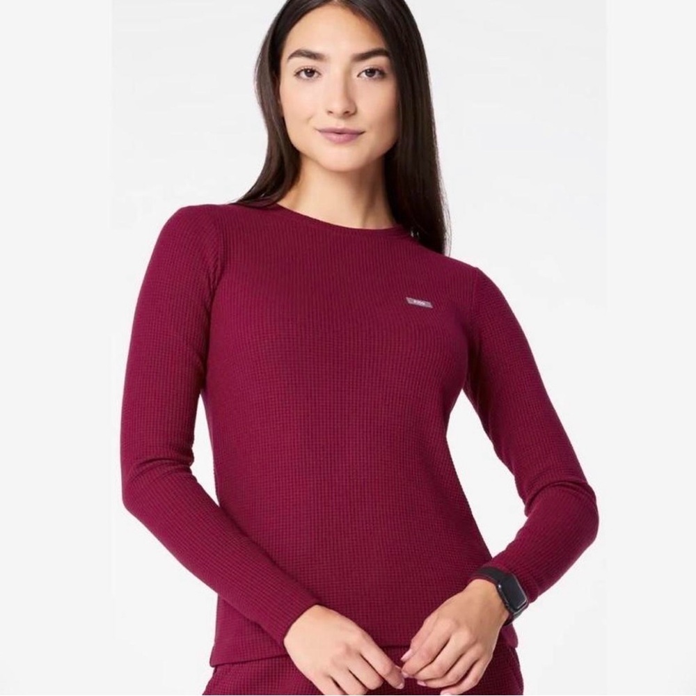 Figs Long Sleeve Waffle Top - Berry